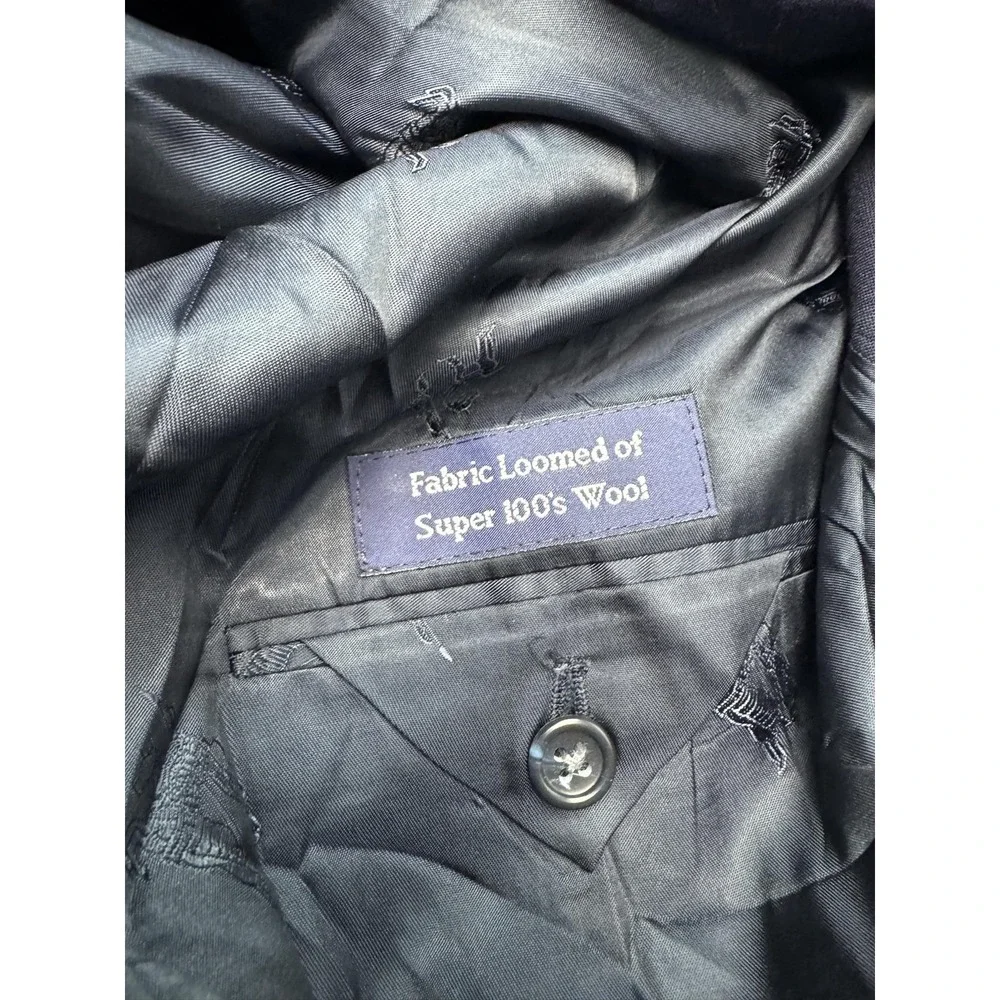 Vintage Burberrys Blazer Mens 46XL Blue Super 100s Wool Gold Buttons Jacket